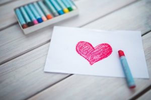 Heart drawing with crayons